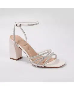 Хайли босоножки на каблуке с ремешками и стразами BERNESS, белый