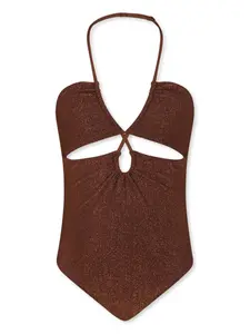Купальник с люрексом MC2 Saint Barth Kids, коричневый