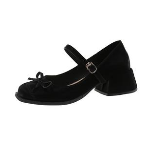 Туфли Мэри Джейн на массивном каблуке для женщин Take the Qin, Black-4Cm