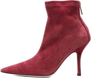 Женские ботильоны XYD на высоком каблуке, осень-зима, короткие, с заостренным носком, на молнии сзади, теплые и удобные туфли для платьев, Burgundy