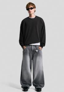 Топ Bershka LONG SLEEVE BOXY FIT, Black