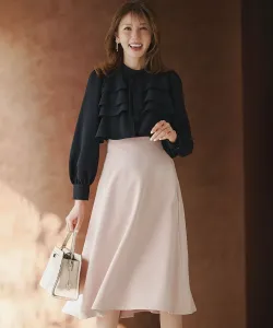 Удобная расклешенная юбка с драпировкой Suite, цвет Champagne Pink [012]