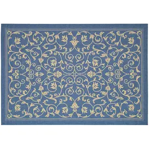 Декоративный коврик для внутреннего и наружного дворика с завитками Safavieh, синий, 61x305 см