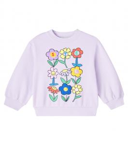 Хлопковый джерси свитшот с принтом Stella McCartney Kids, фиолетовый