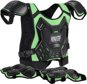 Детский защитный жилет для мотокросса dirt bike с наколенниками и налокотниками - полный комплект экипировки для мотоцикла WEWAYSTEP, Green