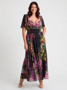 Kemi Floral Bolero Wrap боди макси-платье Scarlett & Jo, Black/Purple