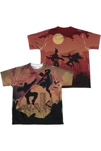 Футболка с принтом "Бэтмен против Супермена" (печать спереди и сзади), детская, короткий рукав, полиэстер Gildan, белый