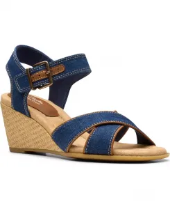 Эммалай Iris кожаные босоножки на платформе Clarks, синий