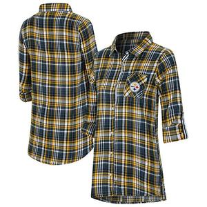 Женская ночная рубашка concepts sport black pittsburgh steelers laney plaid tri-blend на пуговицах Unbranded