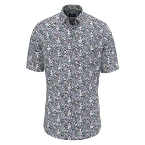 Рубашка с коротким рукавом Fynch Hatton Multicolor Slub Print, серый
