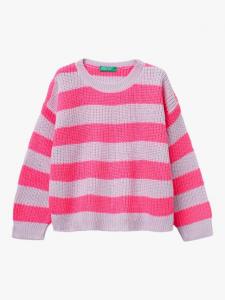 Детский вязаный джемпер в полоску двух цветов Benetton, Violet