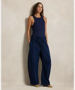 Хлопковые брюки зауженного кроя на шнуровке Polo Ralph Lauren, цвет 410 Navy