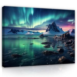 Картина на холсте Wallarena Aurora borealis Landschaft, 80x60x2 см цвет blau/grün/multicolor/pink
