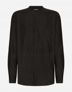 Шелковая рубашка силуэта martini с жабо Dolce & Gabbana, черный