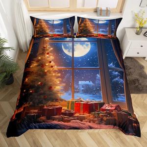 Erosebridal Комплект постельного белья с новогодним принтом для детей, Cobalt Blue
