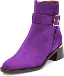 Женские ботильоны YDN с круглыми носками на платформе, невысокий каблук, ремешок с пряжкой, боковая молния, стильная обувь для улицы, размер 4-15 US, Purple