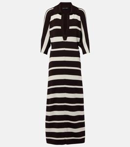 Длинное платье Solana в полоску из шерсти и шелка Proenza Schouler, Brown Multi