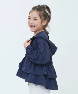 Ветровка из водоотталкивающего нейлона с оборками и съемным капюшоном (SS26) Devirock, цвет Navy