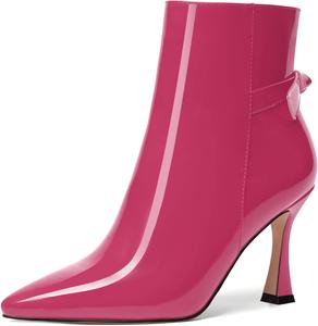 Женские ботильоны SKYSTERRY на молнии с острым носком, высокими каблуками и наружной отделкой, 3,3 дюйма, Magenta