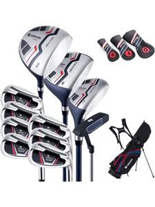 COSTWAY Набор клюшек для гольфа с сумкой, 11 предметов, синего цвета