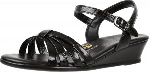 Женские сандалии SAS на танкетке с полосками, черный