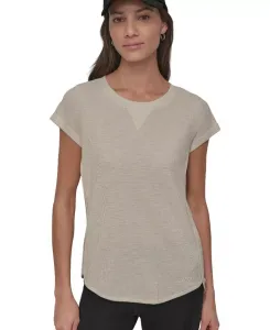 Женский мини-топ с коротким рукавом из махровой вафельной ткани DKNY, коричневый/бежевый