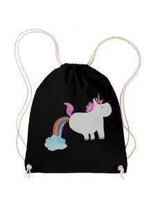 Спортивная сумка Mr & Mrs Panda Sportbeutel Einhorn Pupsen ohne Spruch, черный