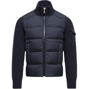 Пуховик на молнии с утеплителем из шерсти, кардиган для детей Moncler, marine синий