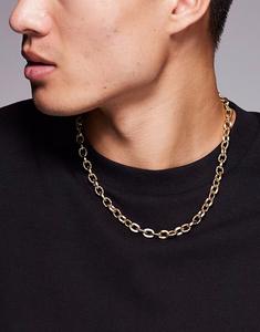 Водонепроницаемое ожерелье-цепочка из нержавеющей стали с текстурированными звеньями в золоте Asos Design