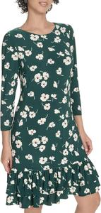 Женское платье-трапеция Tommy Hilfiger из трикотажного джерси с рукавами 3/4, Cypress Multi