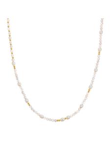 Glanzstücke München Серебряное колье с лабрадоритом и культивированным пресноводным жемчугом в оправе из желтого золота