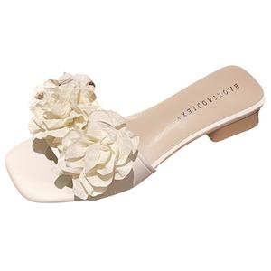 Сандалии-слайдеры женские, устойчивые к истиранию и скольжению WUJI, Beige White Flowers