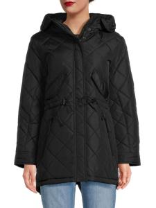 Стеганая куртка с капюшоном S13, черный