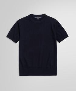 Свитер с короткими рукавами из мериносовой шерсти с круглым вырезом