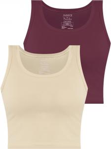 Топ Janice 2 x Damen crop Namlea, цвет beige/burgund