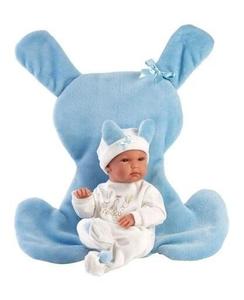 Виниловая кукла Baby Bimbo с синей подушкой, 35 см. Llorens