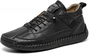 Женские ретро кожаные слипоны на высокой подошве до щиколотки с регулируемой эластичной лентой, ручной шнуровкой, удобной плоской подошвой, лоферы для повседневной носки, прогулок и походов на открытом воздухе TIXEWSJH, Black