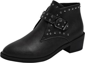 Женские вестерн-ботильоны Unifizz с круглым носком и блочным каблуком, Black