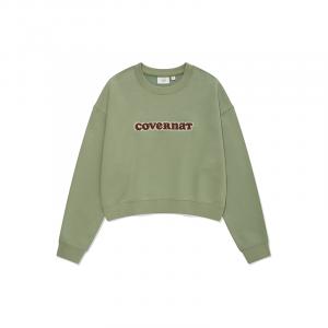 COVERNAT Кроп-свитшот с круглым вырезом универсальный повседневный женский grass green