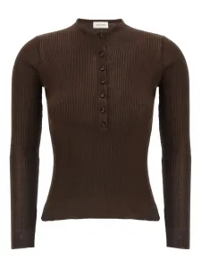 Шелковый свитер в рубчик Magda Butrym, коричневый