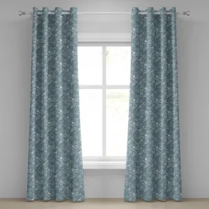 Штора на люверсах ABAKUHAUS Морские ракушки, с рисунком морской звезды, нарисованным вручную, однотонный абстрактный принт с изображением воды, декоративные двухпанельные шторы, 280 x 260 см, цвет: синий, серый, белый, серый Abakuhaus