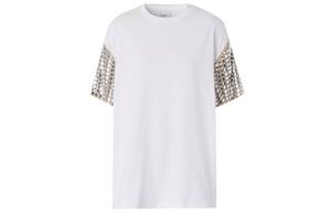 Футболка женская Burberry со стразами на рукавах, белый