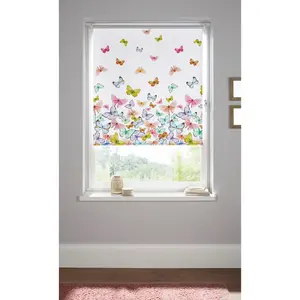 Боковая рулонная штора для дома "Бабочка", затемнение, энергосбережение, без сверления, свободно висит, термозащита, бабочки, разноцветная, с принтом, зажимная опора Home Affaire, цвет bunt
