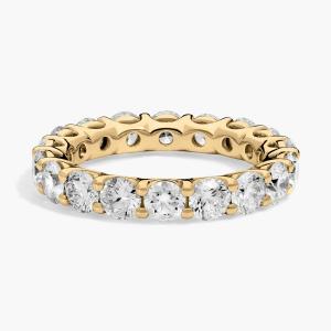 Кольцо-корзинка с низким куполом и выращенными в лаборатории бриллиантами из желтого золота 14 карат (3 карата, двойной цвет - FG / VS2-SI1) Blue Nile