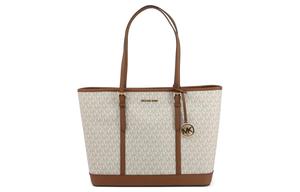 Дорожная сумка-шоппер Jet Set из холста с кожаными деталями женская ванильно-белая MICHAEL KORS