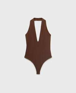 Женский боди с V-образным вырезом MANGO, Chocolate