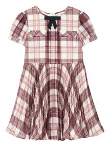 Платье в клетку с короткими рукавами Self-Portrait Kids, красный