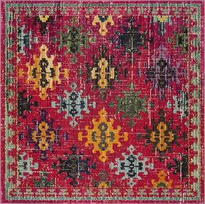 Ковер SAFAVIEH, 201 x 201 см, Monaco Collection, фуксия и мульти, дизайн Boho Diamond Trellis, без линьки и простой в уходе, идеален для помещений с высокой проходимостью в гостиной, спальне (MNC244D)