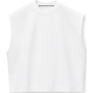 Хлопковая майка с тисненым логотипом Alexander Wang, белый