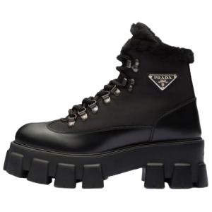 Moonlith замшевые кожаные ботинки челси PRADA, черный